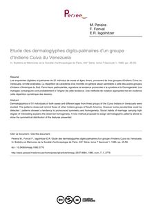 Etude des dermatoglyphes digito-palmaires d un groupe d Indiens Cuiva du Venezuela - article ; n°1 ; vol.7, pg 45-59