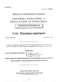 Physique appliquée 2005 BTS Contrôle industriel et régulation automatique