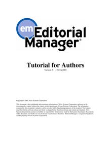 Tutorial for Authors