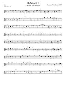 Partition ténor viole de gambe 1, alto clef, First set of madrigaux par Thomas Weelkes