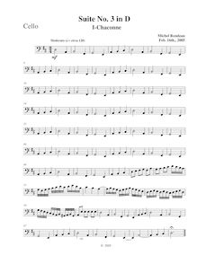 Partition violoncelle,  No.3 en D major, D major, Rondeau, Michel