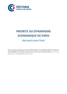 Priorité au dynamisme économique de Paris : Nos paris pour Paris