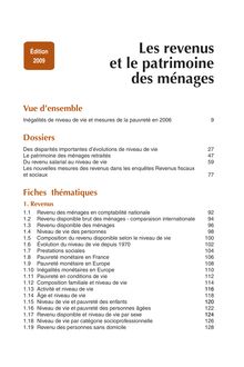 Sommaire de l ouvrage Les revenus et le patrimoine des ménages, édition 2009