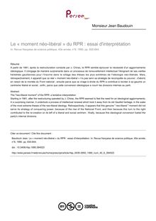 Le « moment néo-libéral » du RPR : essai d interprétation - article ; n°6 ; vol.40, pg 830-844