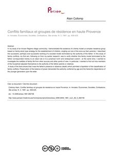 Conflits familiaux et groupes de résidence en haute Provence - article ; n°3 ; vol.36, pg 408-425