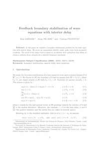 Feedback boundary stabilization of wave equations with interior delay