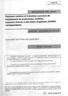 Composition de chimie avec applications 2007 CAPES de physique-chimie CAPES (Externe)