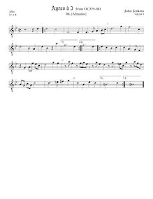 Partition ténor viole de gambe, octave aigu clef, Airs pour 3 violes de gambe (aigu, ténor, basse) par John Jenkins