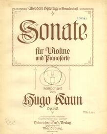 Partition couverture couleur, violon Sonata, Sonate für Violine und Pianoforte, op. 82