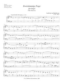 Partition complète, Fugue pour orgue, D major, Beethoven, Ludwig van