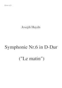 Partition cornes (D), Symphony No.6 en D major, "Le Matin" ; Sinfonia No.6