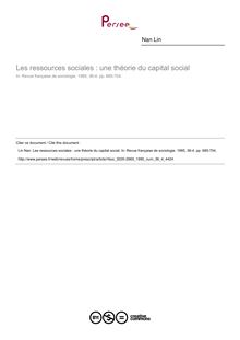 Les ressources sociales : une théorie du capital social - article ; n°4 ; vol.36, pg 685-704