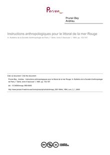 Instructions anthropologiques pour le littoral de la mer Rouge - article ; n°1 ; vol.5, pg 153-187
