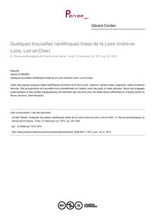 Quelques trouvailles néolithiques tirées de la Loire (Indre-et-Loire, Loir-et-Cher) - article ; n°3 ; vol.12, pg 221-226