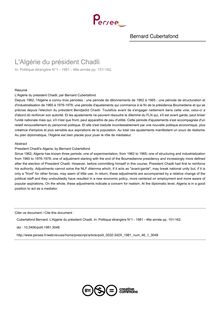 L Algérie du président Chadli - article ; n°1 ; vol.46, pg 151-162