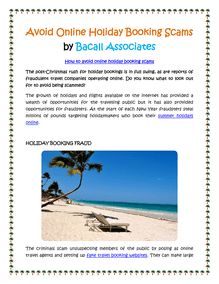 Avoid Online Holiday Booking Scams by Bacall Associates