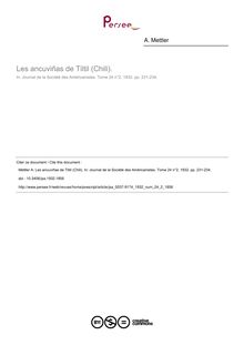 Les ancuviñas de Tiltil (Chili). - article ; n°2 ; vol.24, pg 231-234