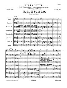 Partition complète, 3 menuets, Mozart, Wolfgang Amadeus