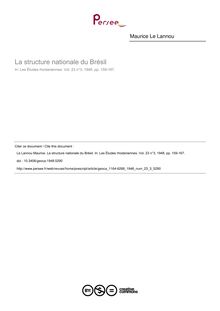 La structure nationale du Brésil - article ; n°3 ; vol.23, pg 159-167