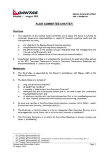 Audit Committee Charter - as at August 2010