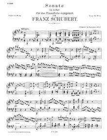 Partition complète, Piano Sonata No.20 en A major, Schubert, Franz