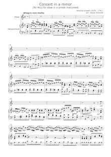 Partition clavecin Score, hautbois Concerto en A minor, A minor