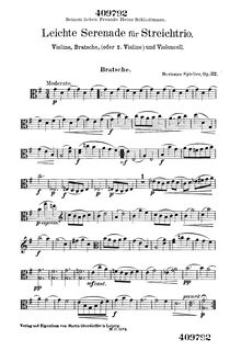 Partition viole de gambe, Leichte Serenade, Op.32, Little Serenade for String Trio