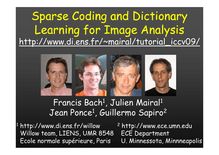 Sparse Coding and Dictionary lLearning for Image Ana ysis