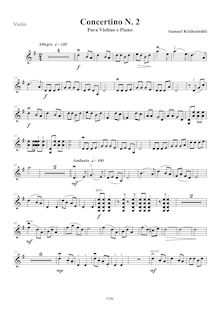 Partition de violon, Concertino No.2, Krähenbühl, Samuel