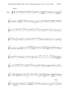Partition hautbois 1, Concerto Grosso en D minor, HWV 316, D minor