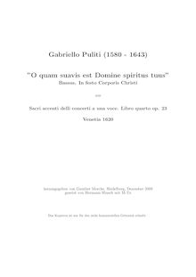 Partition complète, O quam suavis est Domine spiritus tuus, Puliti, Gabriello
