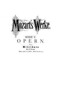 Partition Contents, Mitridate, rè di Ponto, Mozart, Wolfgang Amadeus