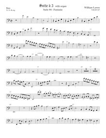 Partition viole de basse (basse clef),  No.4 pour 3 violes de gambe et orgue