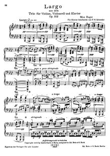 Partition complète (scan), Piano Trio No.2, E minor, Reger, Max