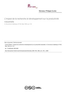 L impact de la recherche et développement sur la productivité industrielle - article ; n°1 ; vol.164, pg 3-18