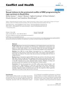 Sexual violence in the protracted conflict of DRC programming for rape survivors in South Kivu