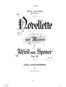 Partition complète, Novellette, A minor, Sponer, Alfred von