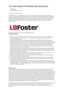 L.B. Foster Reports Third Quarter Operating Results
