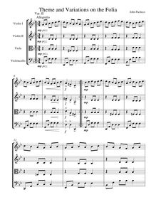 Partition Variation II, Theme et Variations on pour Folia, Pacheco, John Manuel
