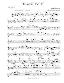 Partition violons I, Symphony No.27, B-flat major, Rondeau, Michel par Michel Rondeau
