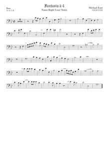 Partition viole de basse, basse clef, madrigaux, East, Michael