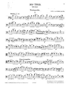 Partition violoncelle, Piano Trio No.3, Op.134, Lacombe, Paul