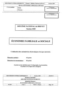 Brevet economie familiale et sociale 2005