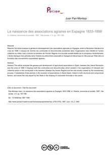 La naissance des associations agraires en Espagne 1833-1898 - article ; n°2 ; vol.16, pg 167-188