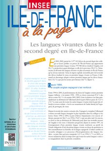 Les langues vivantes dans le second degré en Ile-de-France
