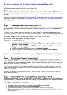 Comment configurer les fonctionnalits de Norton AntiSpam 2005 