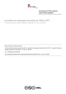 Les dates de vendanges annuelles de 1484 à 1977 - article ; n°3 ; vol.36, pg 436-439