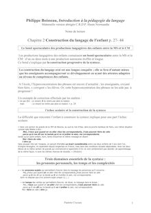 Philippe Boisseau, Introduction à la pédagogie du langage Chapitre ...