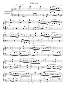 Partition complète, clavier Sonata en B-flat major, Keyboard, Scarlatti, Domenico