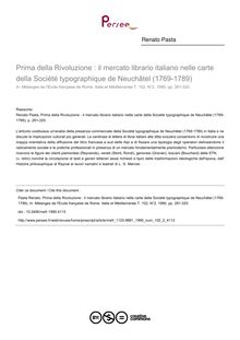 Prima della Rivoluzione : il mercato librario italiano nelle carte della Société typographique de Neuchâtel (1769-1789) - article ; n°2 ; vol.102, pg 281-320